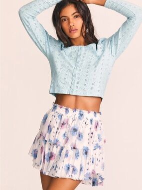 NWT LoveShackFancy ‘Ruffle Mini Skirt’ in “Deep Cotton Candy” Size P = 00